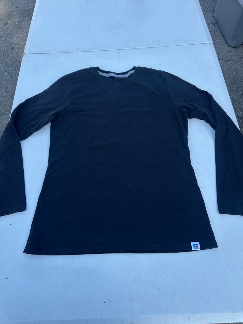 Russell Athletic Black Long Sleeve Crew Tee with Subtle Logo